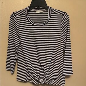 Wonderly Black and White Striped Long Sleeve Top
